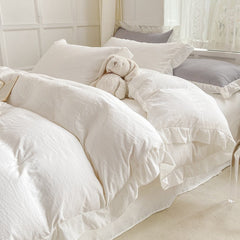 Soft Crumpled Ruffle Bedding Set