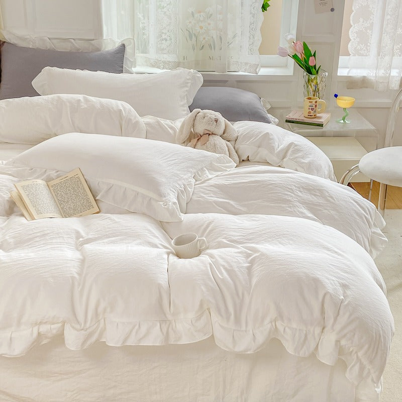 Soft Crumpled Ruffle Bedding Set