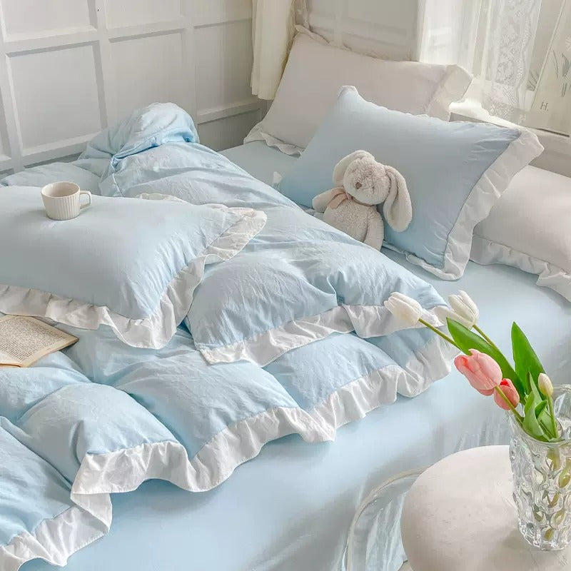 Soft Crumpled Ruffle Bedding Set