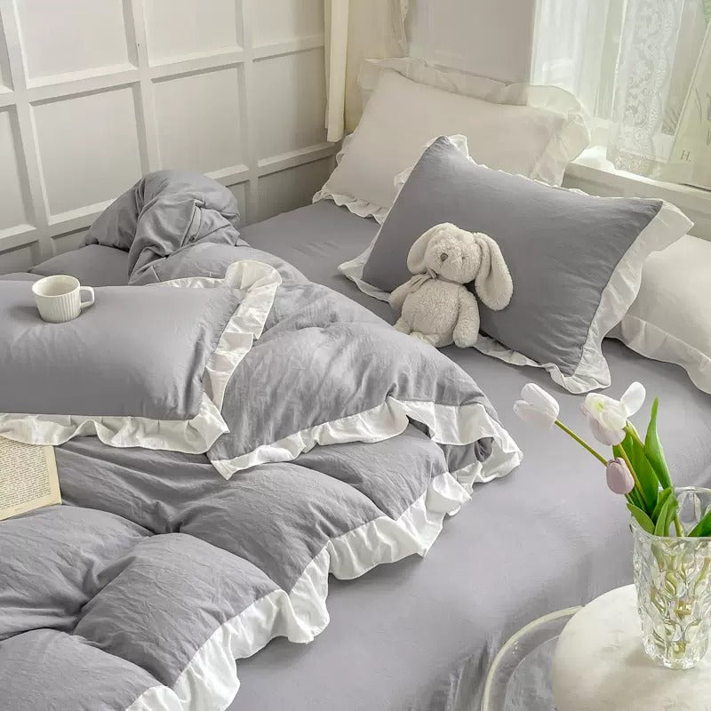 Soft Crumpled Ruffle Bedding Set