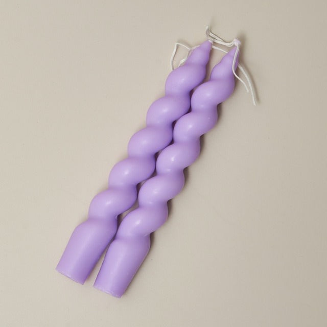 Spiral Twisted Pastel Candles (2 Pack)