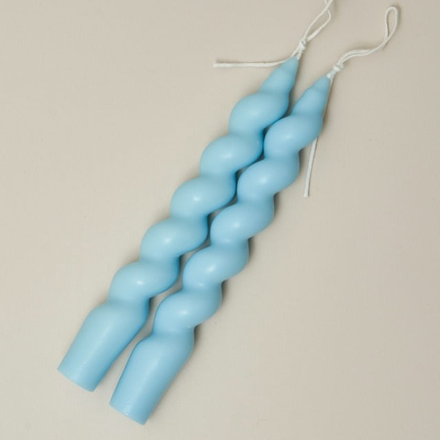 Spiral Twisted Pastel Candles (2 Pack)