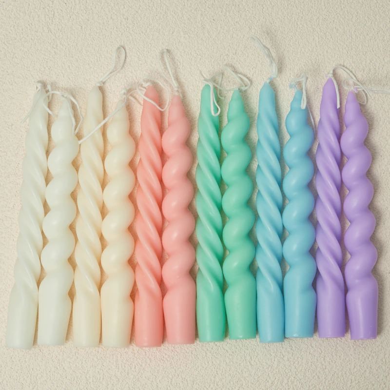 Spiral Twisted Pastel Candles (2 Pack)