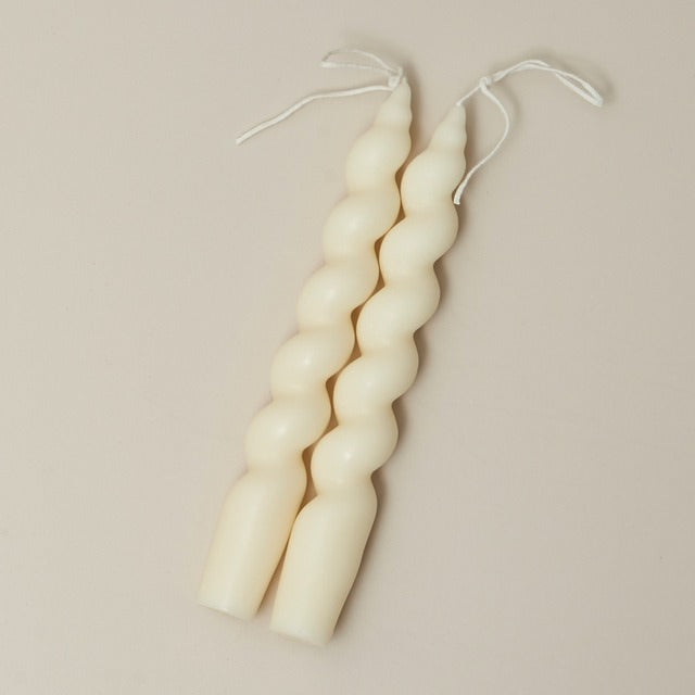 Spiral Twisted Pastel Candles (2 Pack)