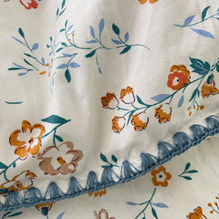 Stitched Edge Blue Wildflowers Bedding Set