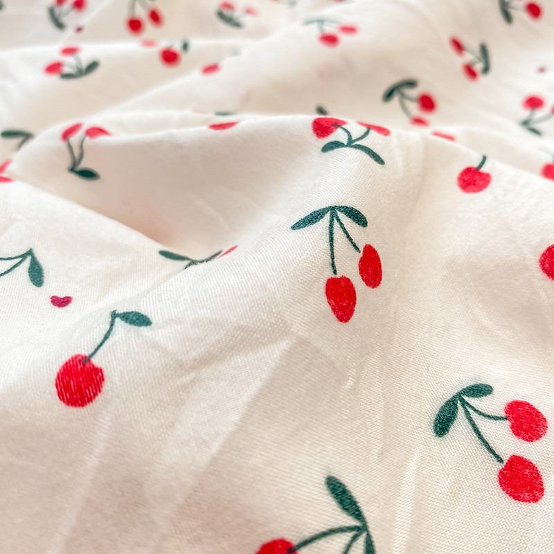 Stitched Edge Red Cherries Bedding Set