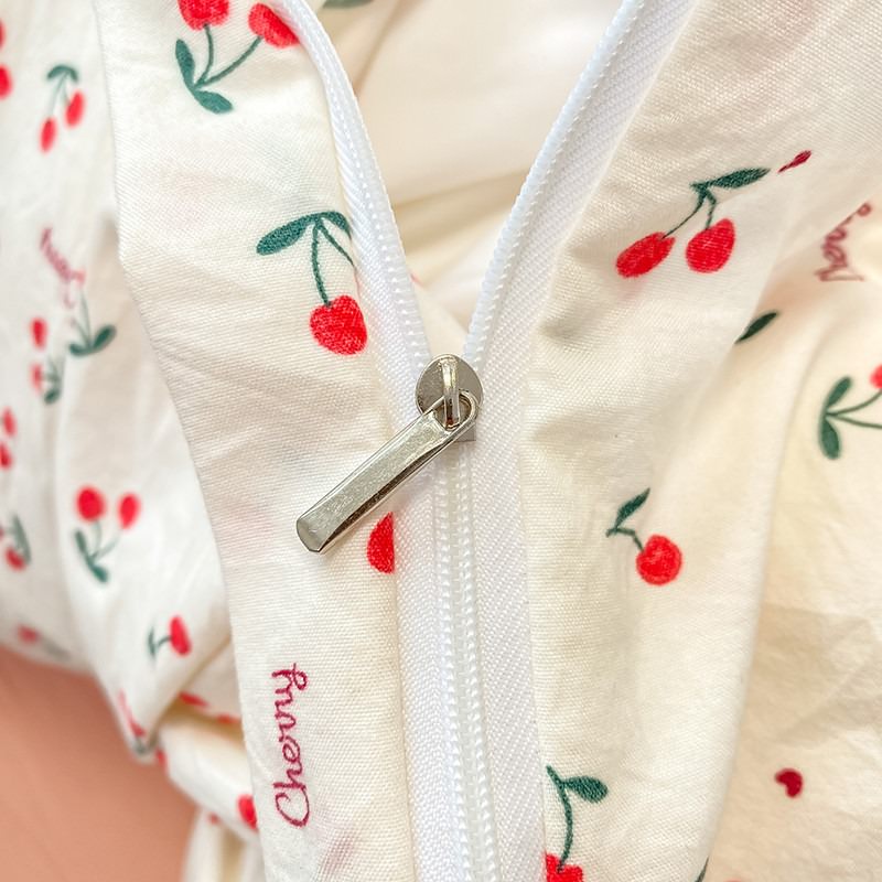 Stitched Edge Red Cherries Bedding Set