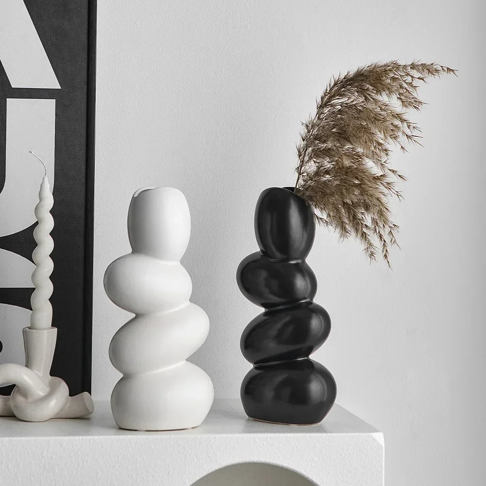 Staked Stones Modern Ceramic Vase