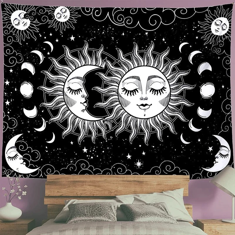 Sun and Moon Night Clouds Tapestry