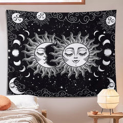 Sun and Moon Night Clouds Tapestry