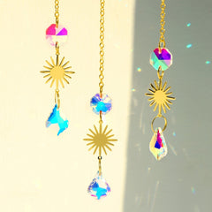 Moon & Star Amethyst Suncatcher Set