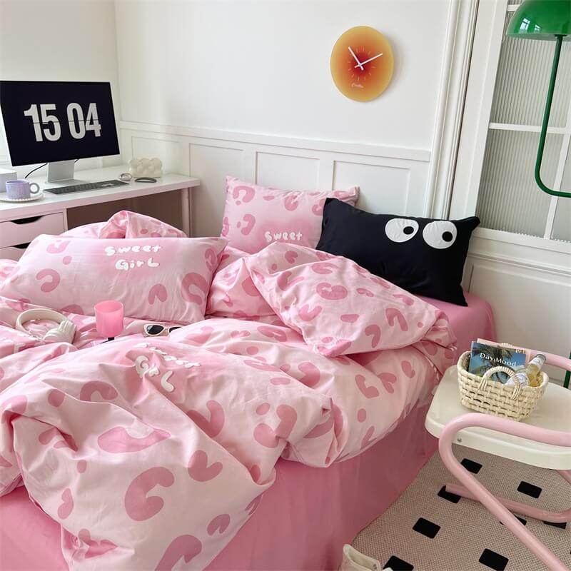 Sweet Girl Pink Leopard Print Bedding Set