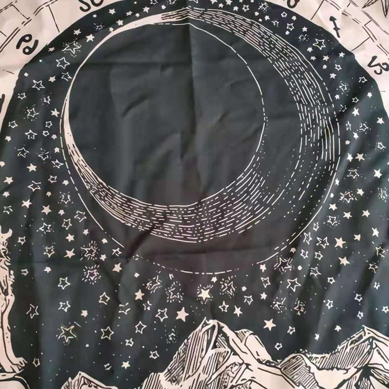 "The Moon" Tarot Monochrome Tapestry