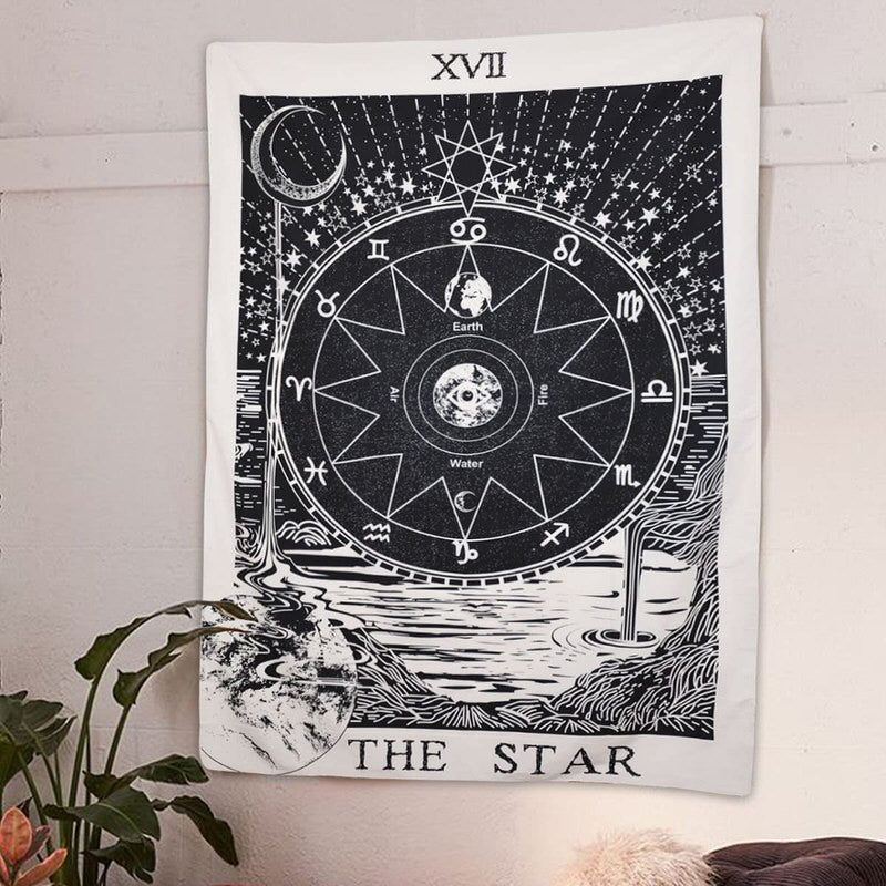 "The Star" Tarot Monochrome Tapestry