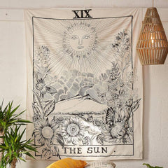 "The Sun" Tarot Monochrome Tapestry