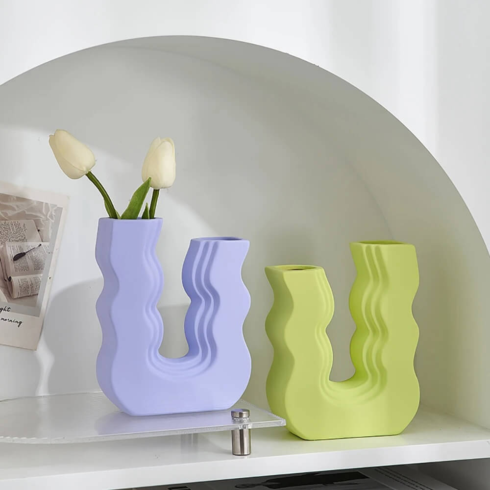 Wavy U Pastel Ceramic Vase