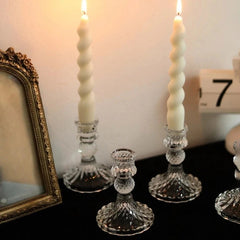 Vintage Crystal Glass Candle Holders Set of 6