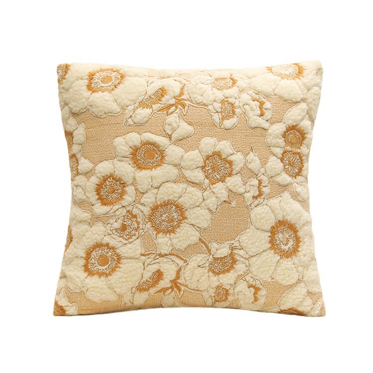 Vintage Embroidered Flowers Cushion Cover