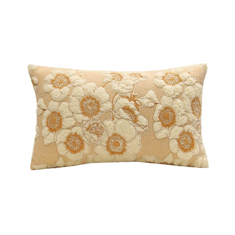 Vintage Embroidered Flowers Cushion Cover