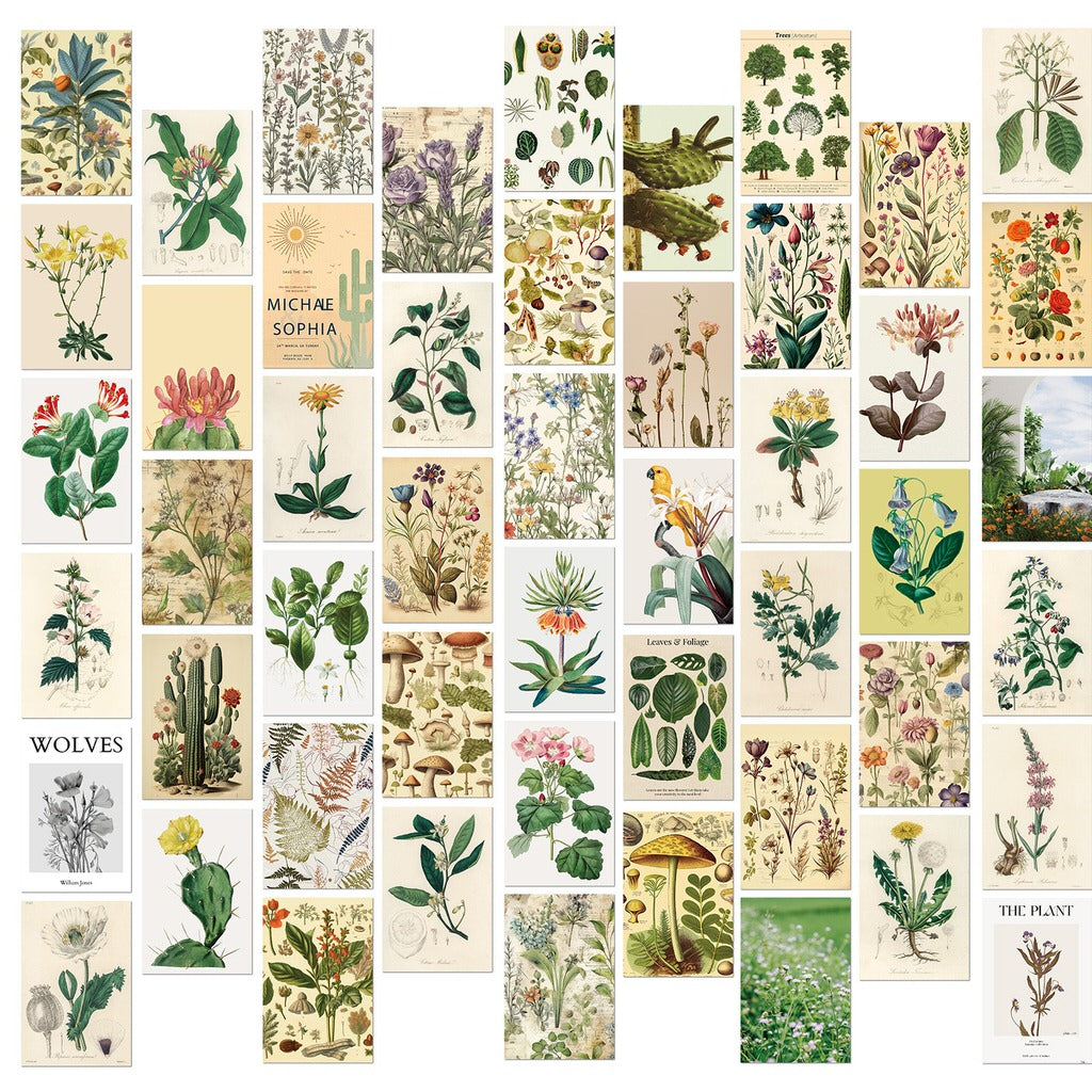 Vintage Herbal Wall Collage Cards Kit