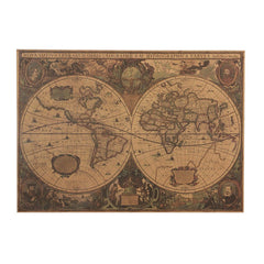 Vintage World Map Kraft Paper Poster