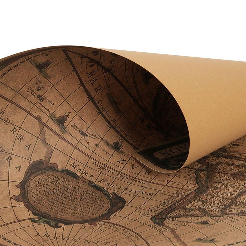 Vintage World Map Kraft Paper Poster