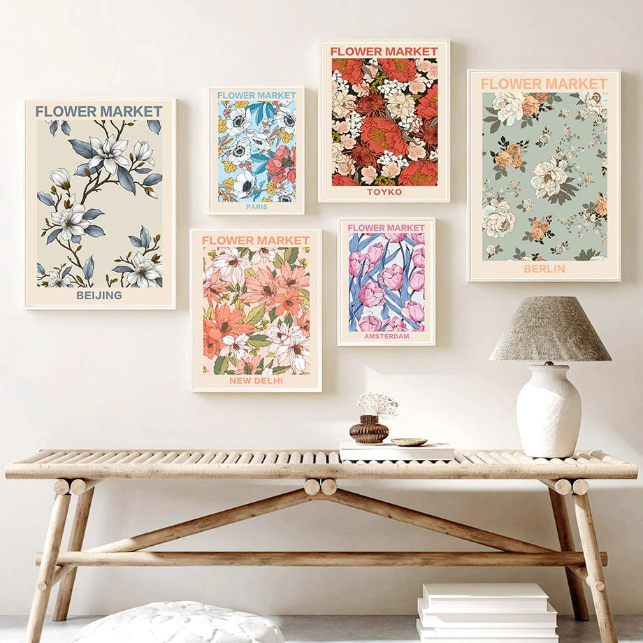 Vintage blasse Blumenkunst Leinwand Poster