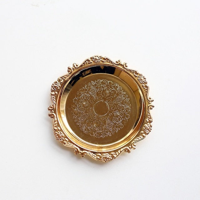 Plateau à bijoux rétro en métal brillant