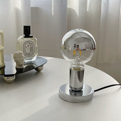 Lampe de table rétro argentée brillante