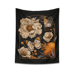 Vintage White Night Flower Tapestry