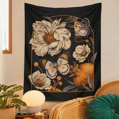 Vintage White Night Flower Tapestry