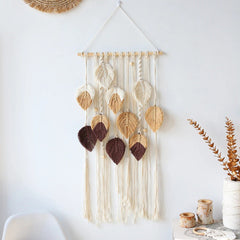 Boho Aesthetic Macrame Leaves Wall Hanging