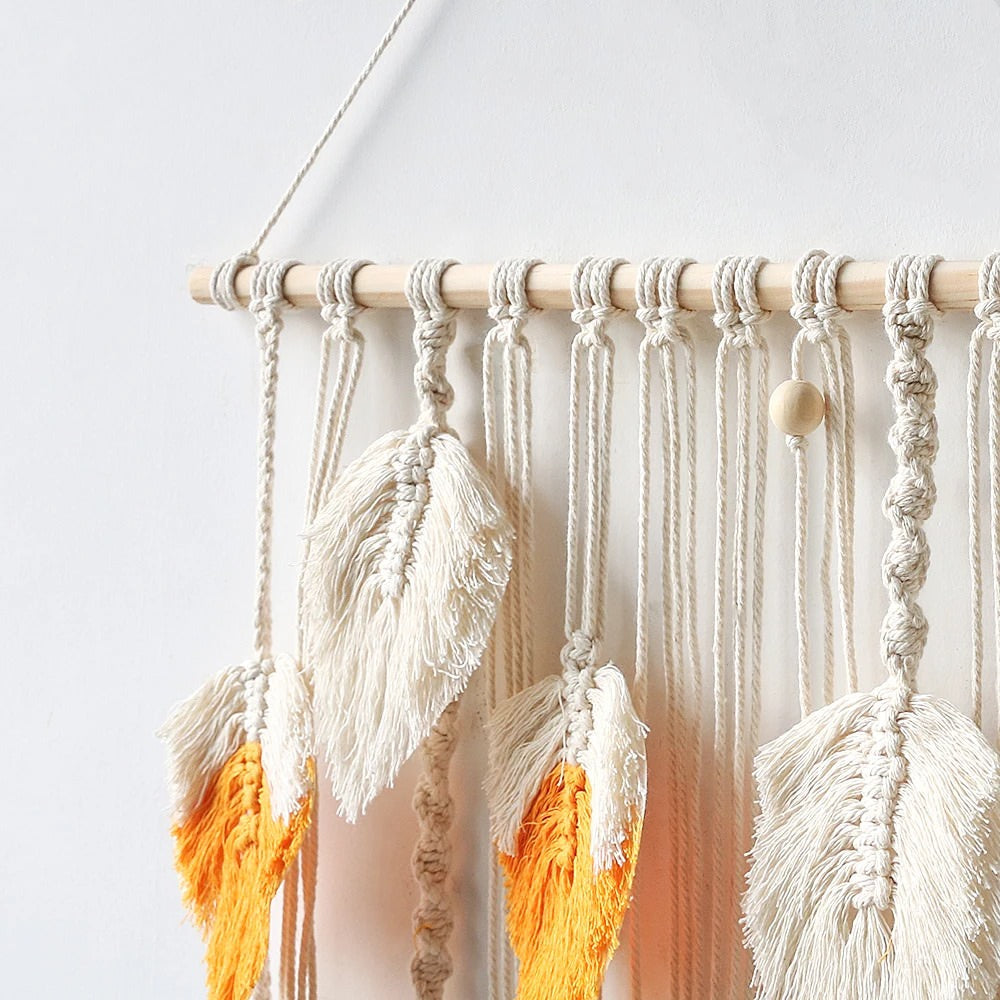 Boho Aesthetic Macrame Leaves Wall Hanging