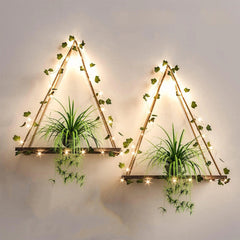 Hanging Shelves with Artificial Ivy LED-Strip Light