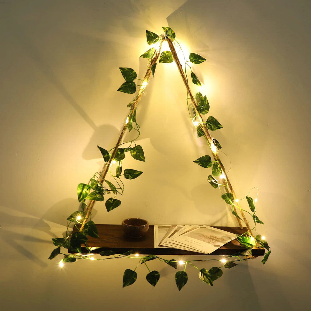 Hanging Shelves with Artificial Ivy LED-Strip Light