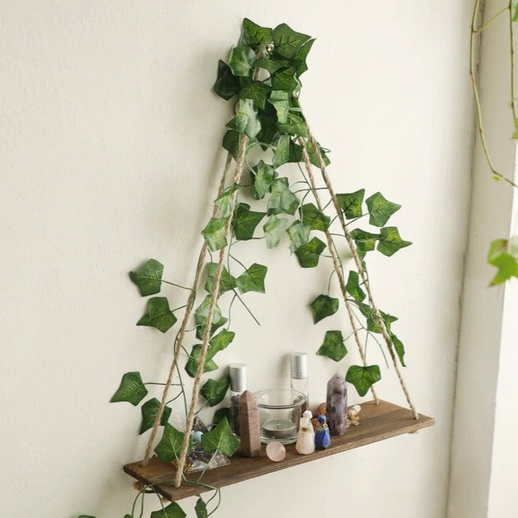 Hanging Shelves with Artificial Ivy LED-Strip Light