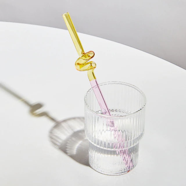 Pastel Glass Wavy Straws