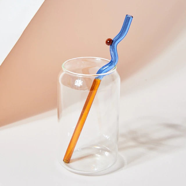 Pastel Glass Wavy Straws