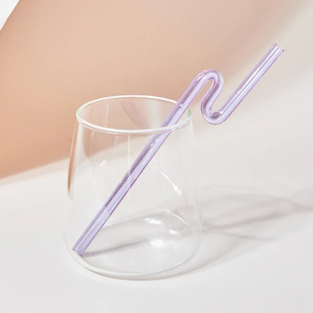 Pastel Glass Wavy Straws