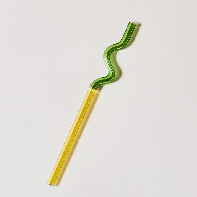 Pastel Glass Wavy Straws