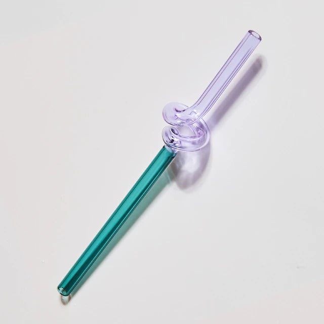 Pastel Glass Wavy Straws