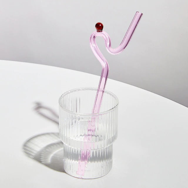 Pastel Glass Wavy Straws