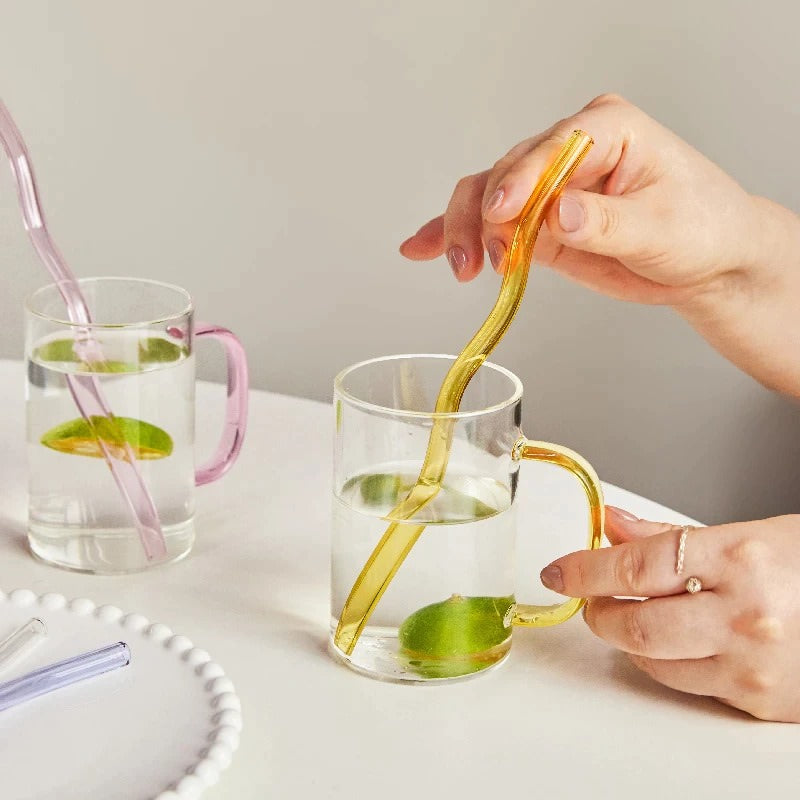 Pastel Glass Wavy Straws