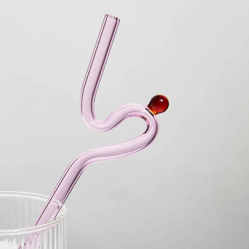 Pastel Glass Wavy Straws