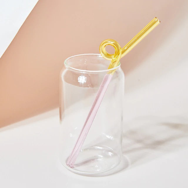 Pastel Glass Wavy Straws