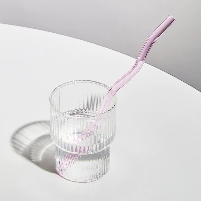 Pastel Glass Wavy Straws