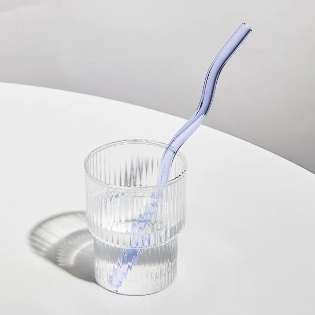 Pastel Glass Wavy Straws