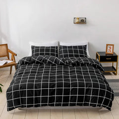 White on Black Grid Bedding Set