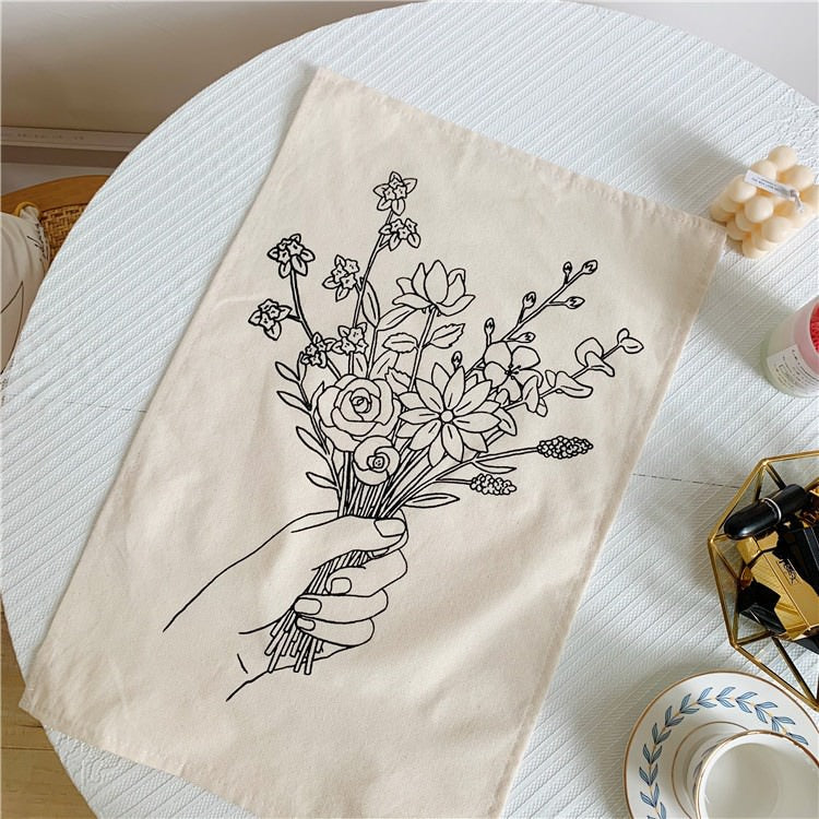 Outline Wild Flowers Mini Tapestry