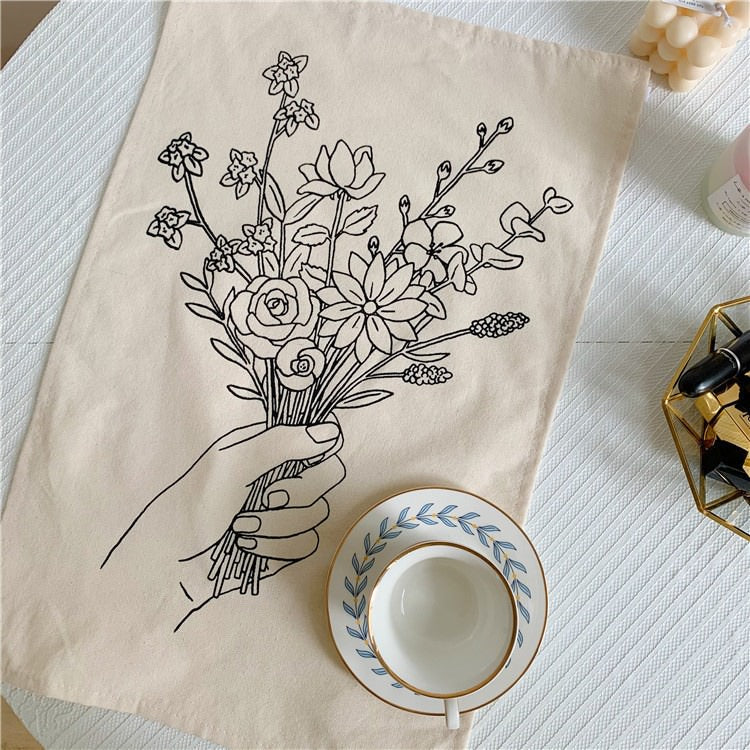 Outline Wild Flowers Mini Tapestry